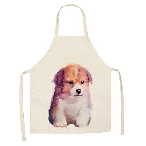 Delantal Cocina Baberos Delantal De Cocina Delantales De Lino De Algodón Sin Mangas Con Estampado De Perro Lindo Para Hombres Y Mujeres Herramientas De Limpieza Del Hogar 55 * 68Cm-3_55X68Cm_For_