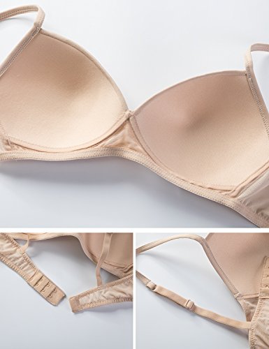 DELIMIRA - Sujetador Sin Aros Básico Liso Copa Blanda para Mujer Beige 90B