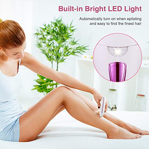 Depiladora Eléctrica, Depiladora Mujer con Luz LED Depiladora Electrica Recargable, Depiladora Facial Aptas para Axilas, Piernas y Bikini Depilacion Inalámbricas