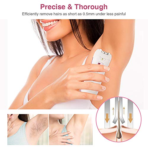 Depiladora Eléctrica, Depiladora Mujer con Luz LED Depiladora Electrica Recargable, Depiladora Facial Aptas para Axilas, Piernas y Bikini Depilacion Inalámbricas