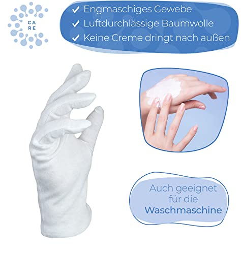 Dermatest: Excelente - Well B4® Care Guantes de algodón blanco, guantes de hilo hechos de 100% algodón para su protección cuando tenga la piel seca, 3 pares, guantes, tamaño S