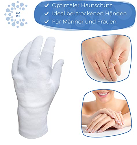 Dermatest: Excelente - Well B4® Care Guantes de algodón blanco, guantes de hilo hechos de 100% algodón para su protección cuando tenga la piel seca, 3 pares, guantes, tamaño S