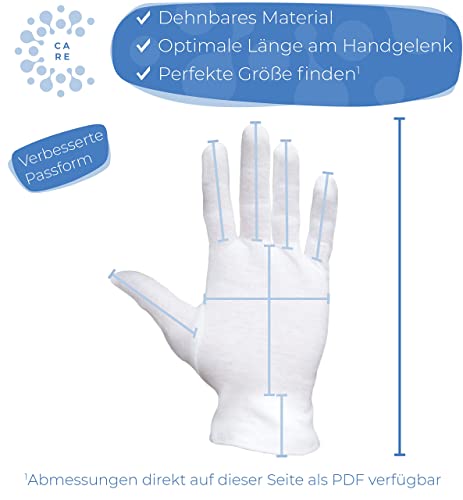 Dermatest: Excelente - Well B4® Care Guantes de algodón blanco, guantes de hilo hechos de 100% algodón para su protección cuando tenga la piel seca, 3 pares, guantes, tamaño S