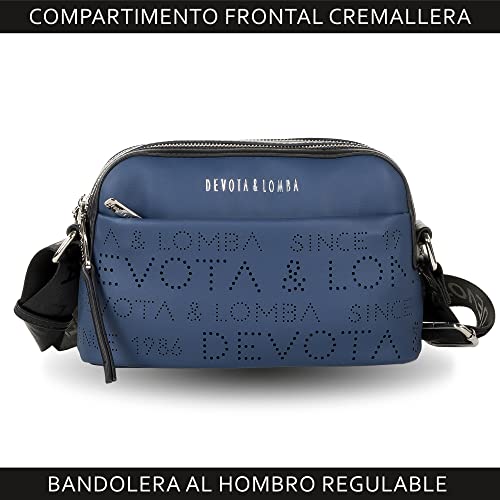 Devota Lomba Bolso Bandolera Mujer. Bolsos de Mujer Bandolera. Bolso Calidad. Doble Cremallera. Impermeable. Idea Regalo. 14 x 23 x 8 cm. Since 217951-06. Color Azul