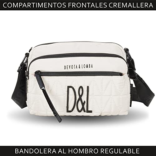 Devota Lomba. Bolsos de Hombro Bandolera. Bolso Bandolera Mujer. Bolso Calidad. Cremallera. Idea Regalo. Bolsos para Diario. 24 x 16 x 8 cm Tall 227590-02. Color Blanco