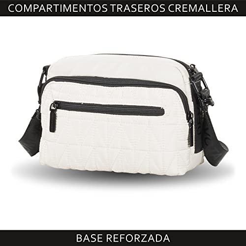 Devota Lomba. Bolsos de Hombro Bandolera. Bolso Bandolera Mujer. Bolso Calidad. Cremallera. Idea Regalo. Bolsos para Diario. 24 x 16 x 8 cm Tall 227590-02. Color Blanco