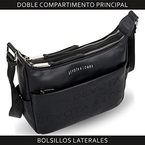 Devota y Lomba. Bolso Bandolera Mujer Bolsos de Mujer Bandolera. Bolso Calidad. Cremallera. Idea Regalo. Bolsos para Diario. 20 x 26 x 9 cm. Since 217930-01. Color Negro