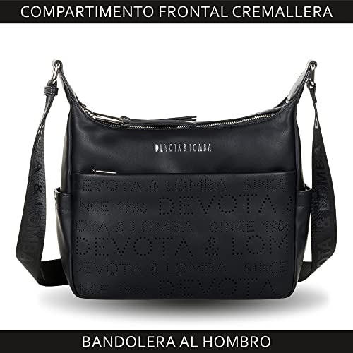 Devota y Lomba. Bolso Bandolera Mujer Bolsos de Mujer Bandolera. Bolso Calidad. Cremallera. Idea Regalo. Bolsos para Diario. 20 x 26 x 9 cm. Since 217930-01. Color Negro