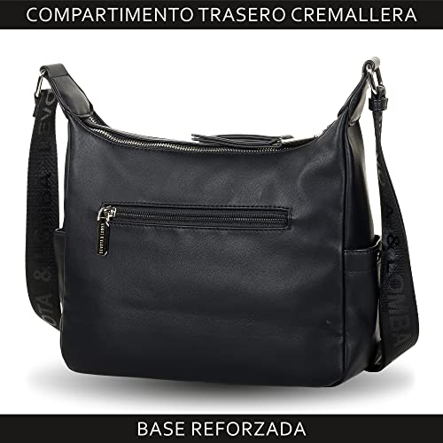 Devota y Lomba. Bolso Bandolera Mujer Bolsos de Mujer Bandolera. Bolso Calidad. Cremallera. Idea Regalo. Bolsos para Diario. 20 x 26 x 9 cm. Since 217930-01. Color Negro