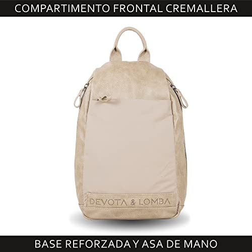 Devota y Lomba Mochila Mujer antihurto. Mochilas Mujer Casual. Mochila Impermeable. Mochila Pequeña. Cómoda y Ligera. Diseño y Calidad. 20 x 32 x 10 cm. Tender 228183-03. Color Topo