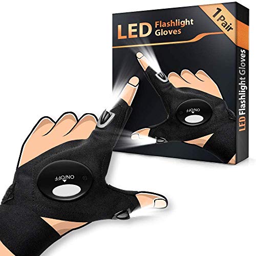 Día del Padre Regalos Guantes con Luz LED - Regalos Originales Hombre Guantes de LED, Regalos para Mujer Hombre Herramientas Guantes con Luz Impermeable, Regalos para Pesca, Mecánico, Electricista