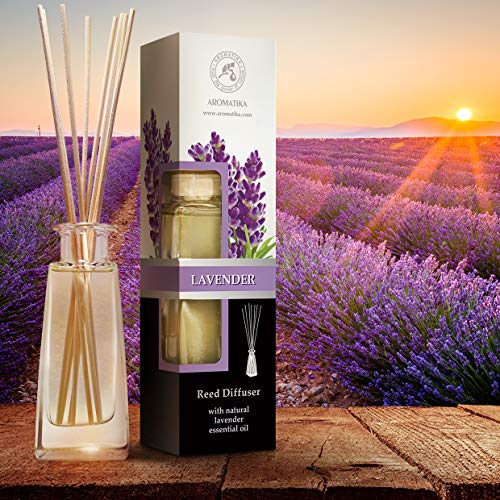 Difusor de Varillas Lavanda - 100ml - Difusor de Aromas con Aceite Esencial Lavanda - Aceite aromático Reed Difusores - Difusor con Palitos de Ratán - Difusor Perfumado - Varitas Aromáticas