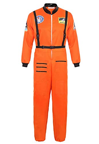 Disfraz Astronauta Adulto para Hombre Halloween Carnaval Americano Cadete del Espacio Cosplay Naranja s