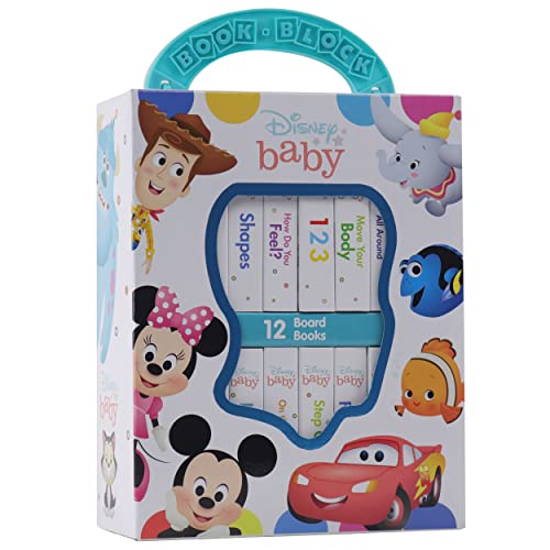 Disney Baby Mickey Mouse, Minnie, Toy Story and More! - My First Library Board Book Block 12-Book Set - First Words, Shapes, Numbers, and More! - PI Kids