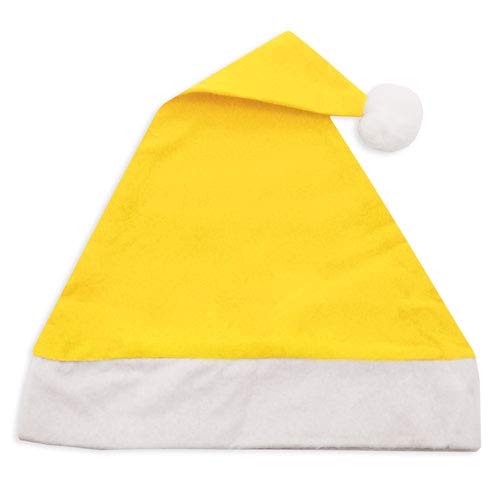 DISOK Lote de 100 Gorros de Papa Noel Amarillos - Gorros de Papa Noel de Colores Navidad Baratos