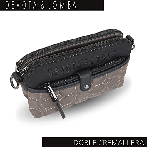 D&L DEVOTA & LOMBA Bolso Bandolera para Mujer. Bolsos de Mujer Bandolera. Incluye Monedero y Billetero a Juego. Cremallera. Idea Regalo. Bolsos para Diario. 23 x 6 x 17 cm. Bubble 970 Color Taupé