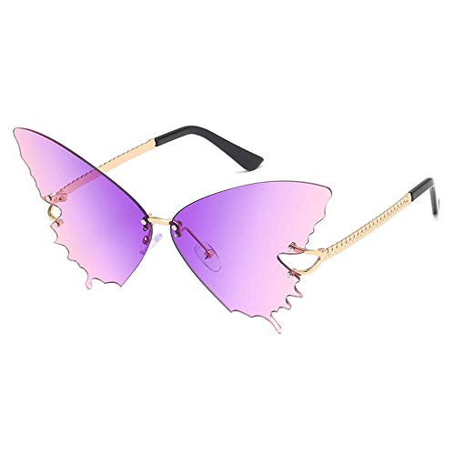 DLSM Gafas de Sol sin Marco Tipo Mariposa Gafas de Sol Steampunk de Gran tamaño para Mujer Gafas graduadas Color Adecuado para Senderismo y Ciclismo en Fiestas en la Playa-C3 Rosa púrpura