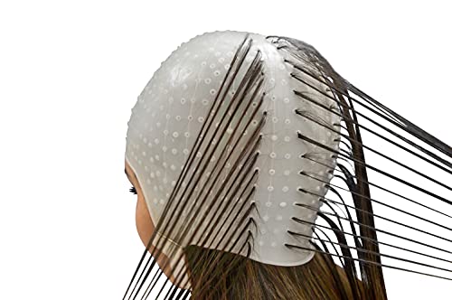 DOMPEL Gorro Profissional de Silicona para Mechas con Aguja y Regulación, Peluqueria, Salón, Teñir el Pelo - MADE IN BRAZIL - MODELO EXCLUSIVO