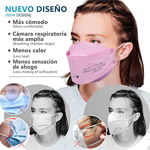 DOUBLE M Mascarillas FFP2 NR Certificación CE 0370 Uso No Médico 3, 5, 10, 20, 50 o 100 pcs, filtración ≥ 95%, comoda ligera, Filtro Multicapa, Uso Personal, Mascarillas Facial Protección