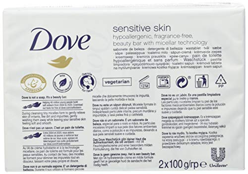 Dove, Sensitive Skin micellar Jabón, 2 Unidades