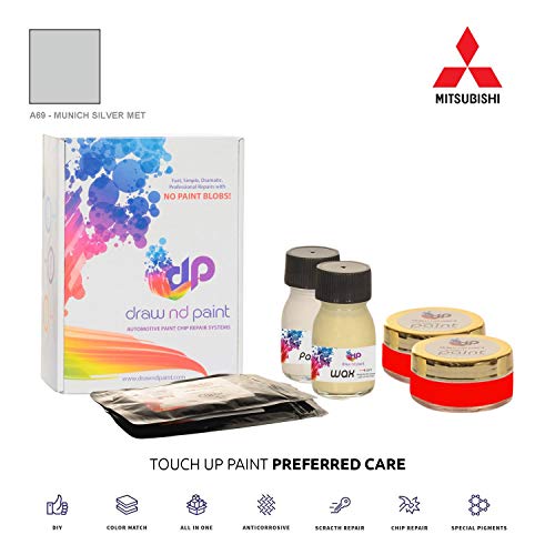 DrawndPaint for/Mitsubishi Aspire/Munich Silver Met - A69 / Touch-UP Sistema DE Pintura Coincidencia EXACTA/Preferred Care