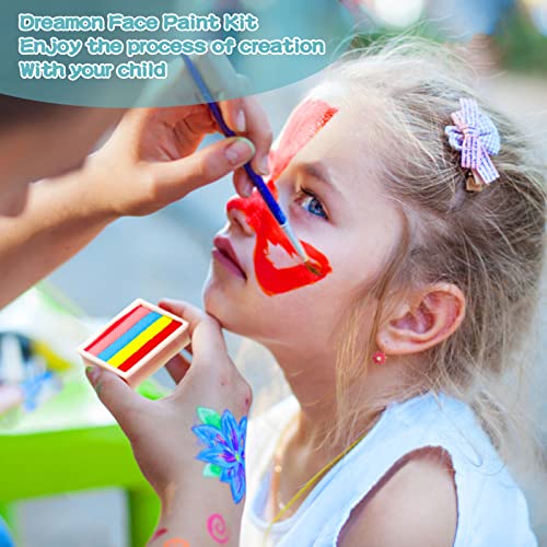 Dreamon Pinturas Cara para Niños Kit Maquillaje 27PCS, Pintacaras Infantil Regalo para el Carnaval Halloween Pascua de Resurrección