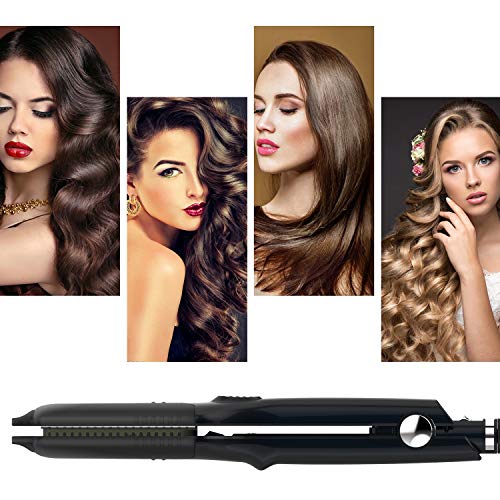 DSHOW 4 en 1 Plancha de Pelo Efecto Trenzas Plancha Ondas PequeñAs Ondulado con 4 Placas Intercambiables de CeráMica de Titanio Para Ondular el Cabello Plancha Onduladora Pelo Zig Zag (Negro)