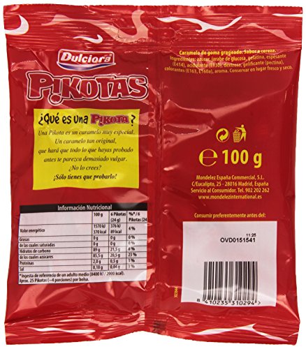 Dulciora - Pikotas - Caramelo de goma gragrado con sabor a cereza - 100 g