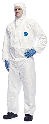 DuPont Tyvek 500 Xpert | Ropa de protección química con capucha,Categoría III, Tipo 5-B y 6-B | Resistente pero Ligero | Blanco|Talla M