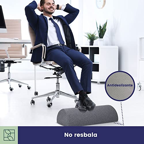 DYNMC YOU Cojín Reposapiés, Gris, Cómodo Reposa Pies de Trabajo Oficina Casa o Viajes, Funda de OEKO-TEX Lavable, Reposa Pies con Base Antideslizante, Soporte para Pies de Diseño Ergonómico Oscilante