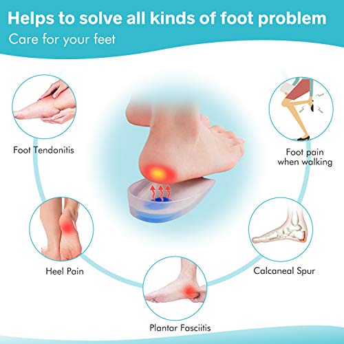 Dyroe 2 pares de almohadillas de gel para talones,1 pares Protector de Talon,almohadillas de silicona para talones para la fascitis plantar,Espolones En el Talón y Dolor de Amortiguador(Mujer)