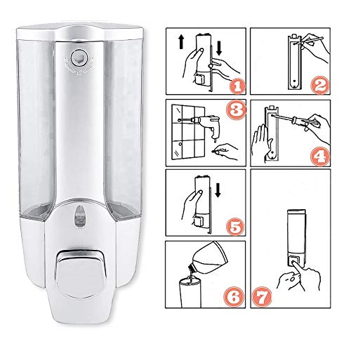 eco nature Dispensador o Dosificador de Jabón Gel o Champú Liquido para Pared de Ducha o Baño 350 ML