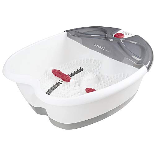 ecomed FS-52E bañera de hidromasaje para pies con reflexología podal, baño de pies eléctrico, función de calor, baño de pies con masaje y calefacción, para pies grandes y un agradable masaje de pies