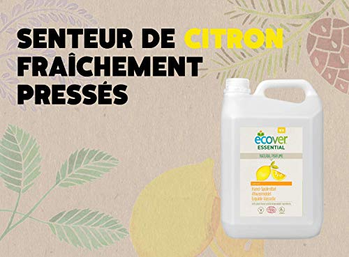 Ecover - Líquido para vajilla con aroma a limón XL | origen natural ecológico responsable y suave para tu piel | Certificado ecológico Ecocert | 5 l