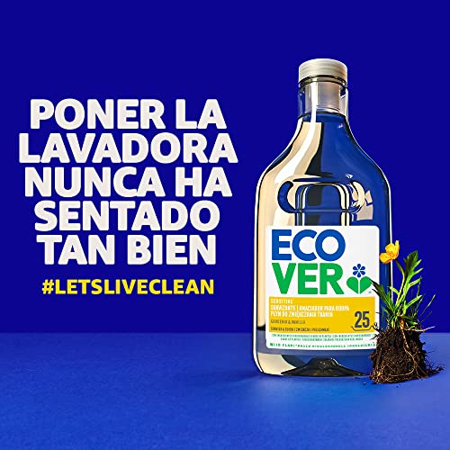 ECOVER® Suavizante lavadora ecológico, Fragancia Gardenia & Vainilla, 750 ml, 25 lavados