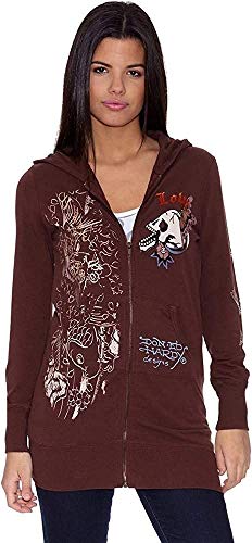 Ed Hardy Sudadera Skull Heart Marrón L