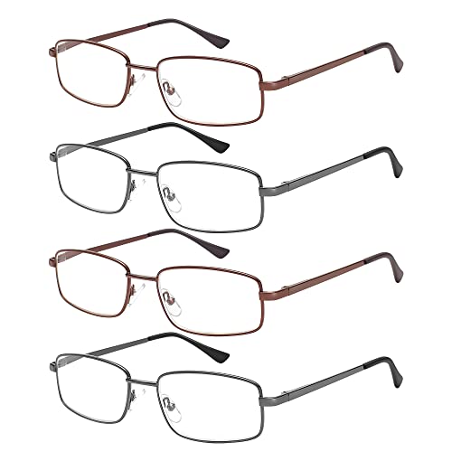 EFE Gafas de Lectura Hombres Mujeres 4-Pack Diseño de Bisagra de Resorte con Montura de Gafas de Metal Ligeros Cómodos 2.5