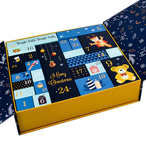 EKKONG Calendario Adviento, Calendario de Adviento 24 formas Diferentes Hermosa Caja Pequeña 2021 Cuenta Regresiva de Navidad para Decoración Navideña, Idea de Regalo Exclusiva