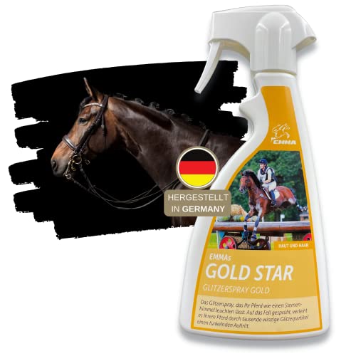 EMMA ♥ Spray de Brillo para Caballos I Spray de Cola y Crin con Brillo I Oro I Spray de Crin en Oro I Cuidado del Caballo I Brillo del Pelo I Spray de Brillo I Spray de Pelo I 500 ml