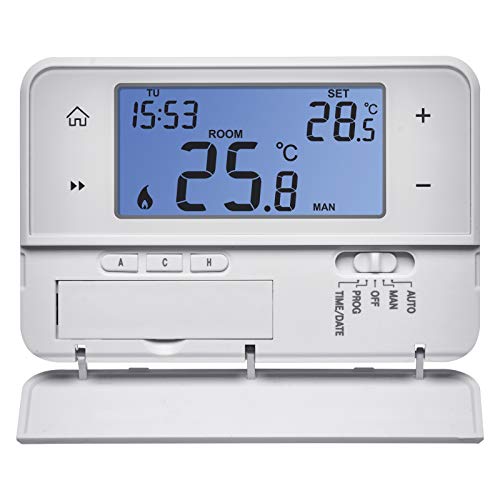 EMOS Termostato Digital de Ambiente con Soporte OpenTherm, programable para Sistemas de calefacción y refrigeración, termostato de Cable/regulador de Temperatura Ambiente para Montaje en Superficie