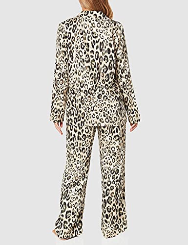 Emporio Armani All Over Print Viscose Set de Pijama, Mujer, Beige (Huella Animal), L