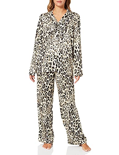 Emporio Armani All Over Print Viscose Set de Pijama, Mujer, Beige (Huella Animal), L