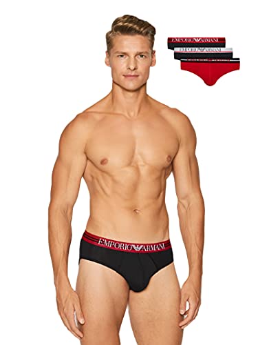 Emporio Armani Cinturilla Mixta Bañador , Hombre, Negro/Rojo (Negro/Cereza), S