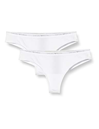 Emporio Armani Underwear Bi-Pack Brazilian Brief Ropa Interior, Bianco/Bianco-White/White, XL para Mujer