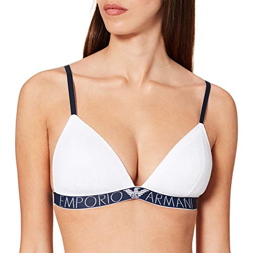 Emporio Armani Underwear Padded Triangle Bra Sporty Lace Sujetador con Relleno, Blanco, XL para Mujer