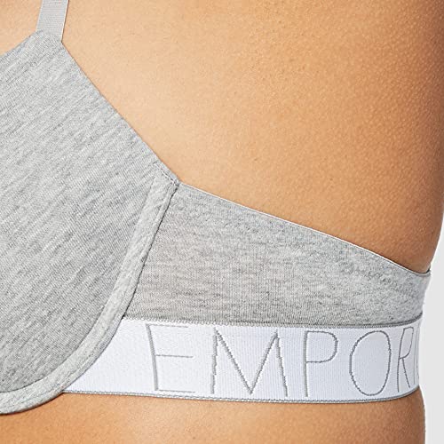 Emporio Armani Underwear Push Up Bra Iconic Logoband Sujetador, Gris Claro, 100C para Mujer