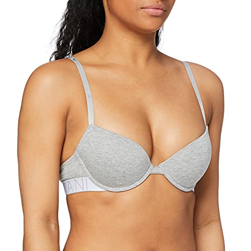 Emporio Armani Underwear Push Up Bra Iconic Logoband Sujetador, Gris Claro, 100C para Mujer