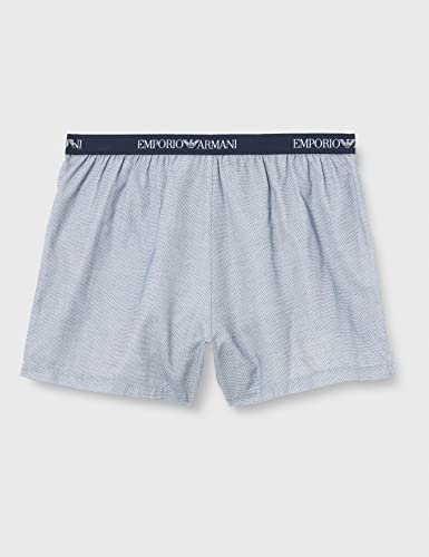 Emporio Armani Yarn Dyed Woven Pyjama Boxer, Hombre, Blanco/Azul (White Romb/Marine), XL