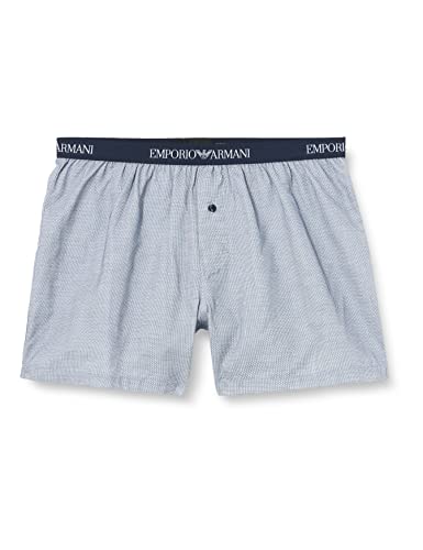 Emporio Armani Yarn Dyed Woven Pyjama Boxer, Hombre, Blanco/Azul (White Romb/Marine), XL