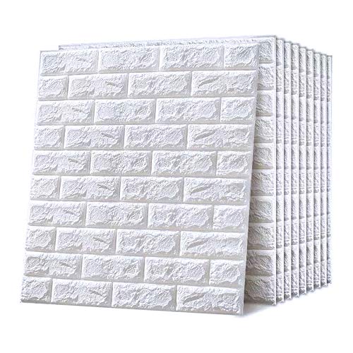 Emsmil Pegatina Pared 3D Ladrillo Blanco Autoadhesivo 10 Piezas 77 x 70cm Impermeable Revestimiento de Paredes Moderno Papel Pintado Sticker Decoración para Hogar Cocina Salón Dormitorios